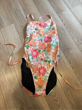 JACKSON Girls Floral One-Piece Swimsuit in Orange, Pink & Green
